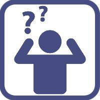 A silhouette of a man with a question mark on his head.