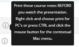 A screenshot of a page that says `` print these course notes before you watch the presentation . ''