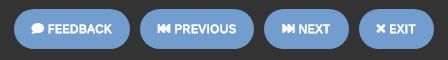 Four blue circles with the words feedback in previous next and exit on them
