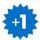 A blue star with a white number 1 inside of it.