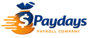 Paydays Payroll Company logo with blue and orange dollar sign icon and wordmark