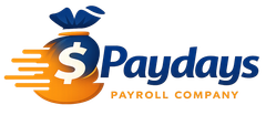 Paydays Payroll Company logo with blue and orange dollar sign icon and wordmark