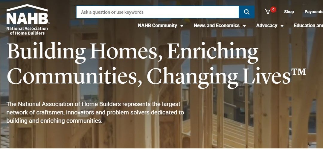 NAHB website homepage with headline