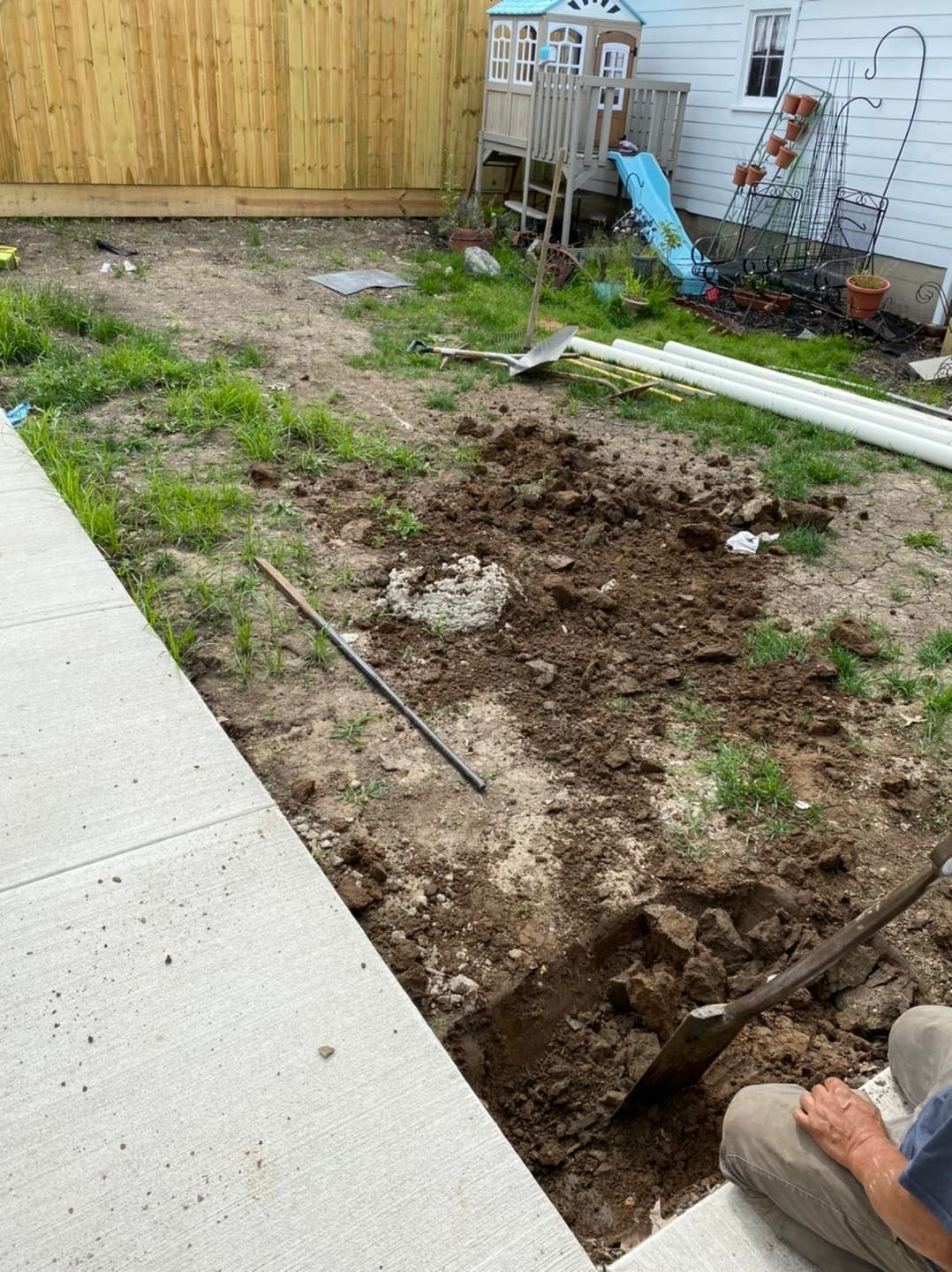 a messy yard before cleanup