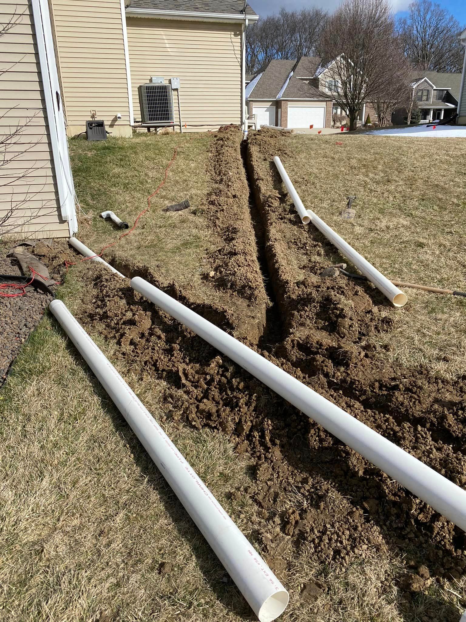 Drainage pipe laid out to be installed
