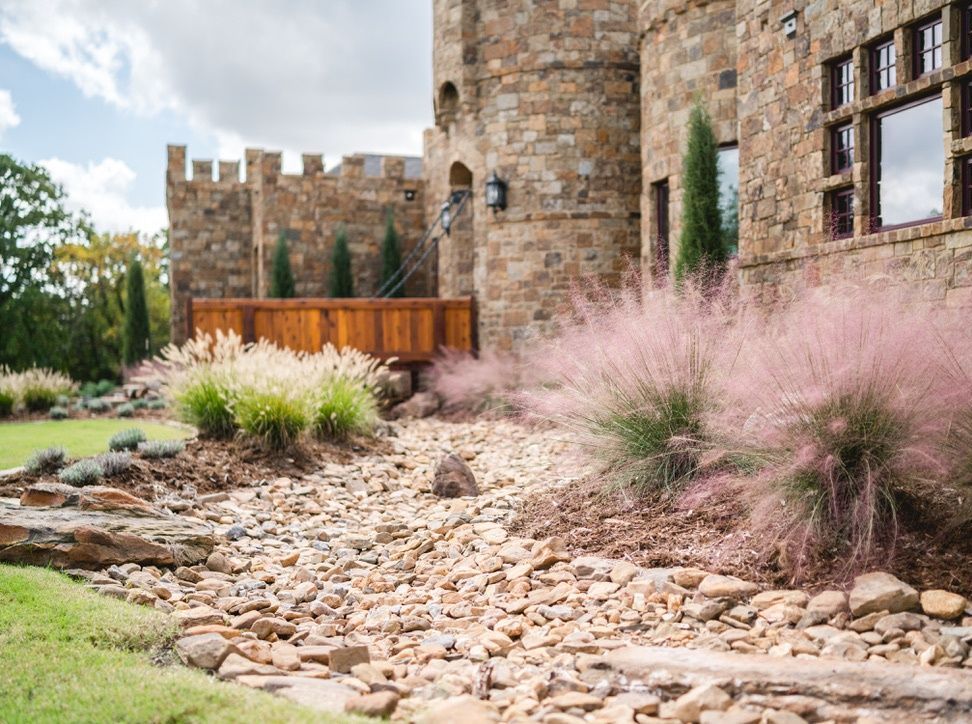 a river bed rock for a stone brick house