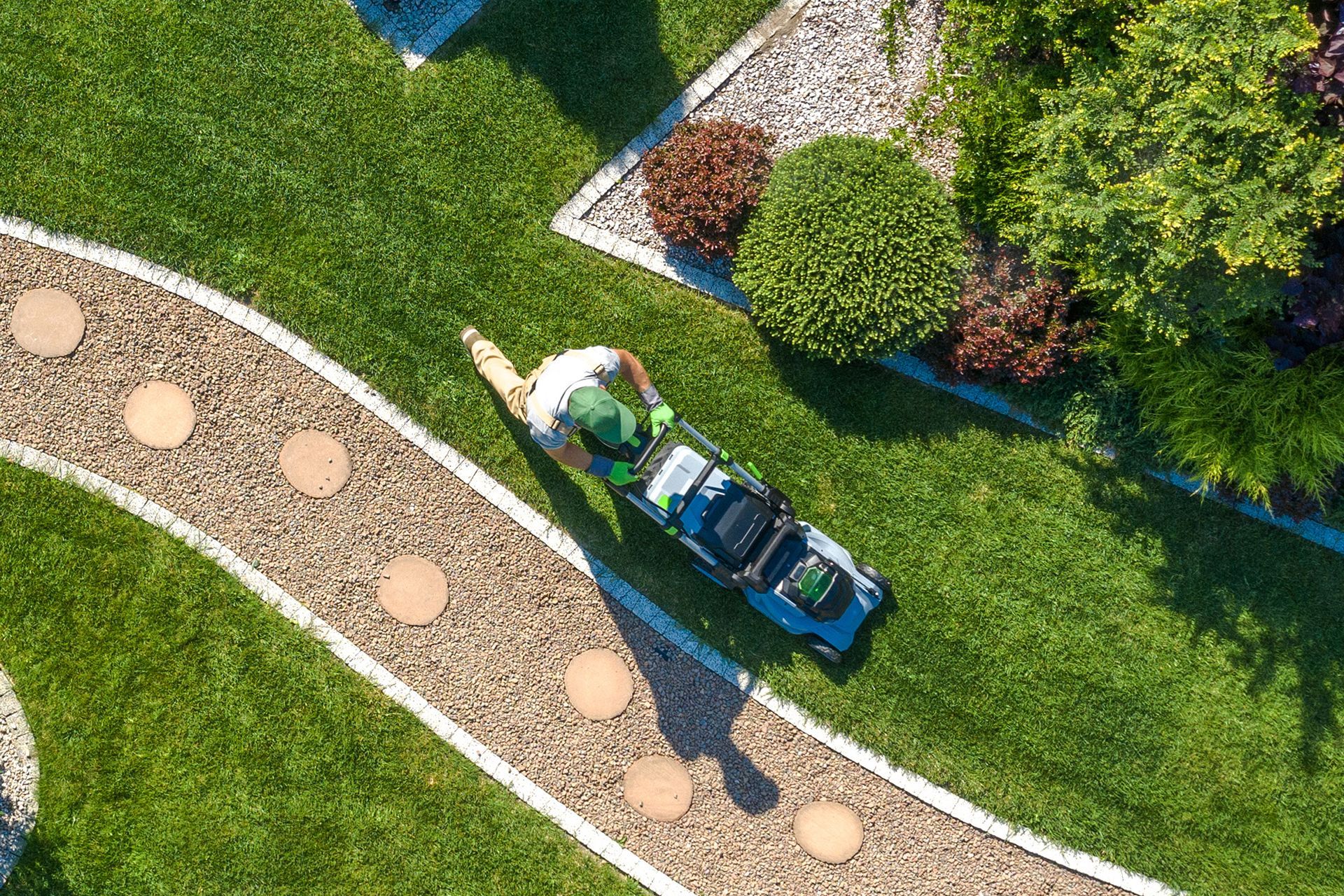 Lawn Mowing in Garden