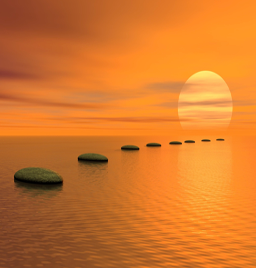 Steps to transformations picture of sunset with stones