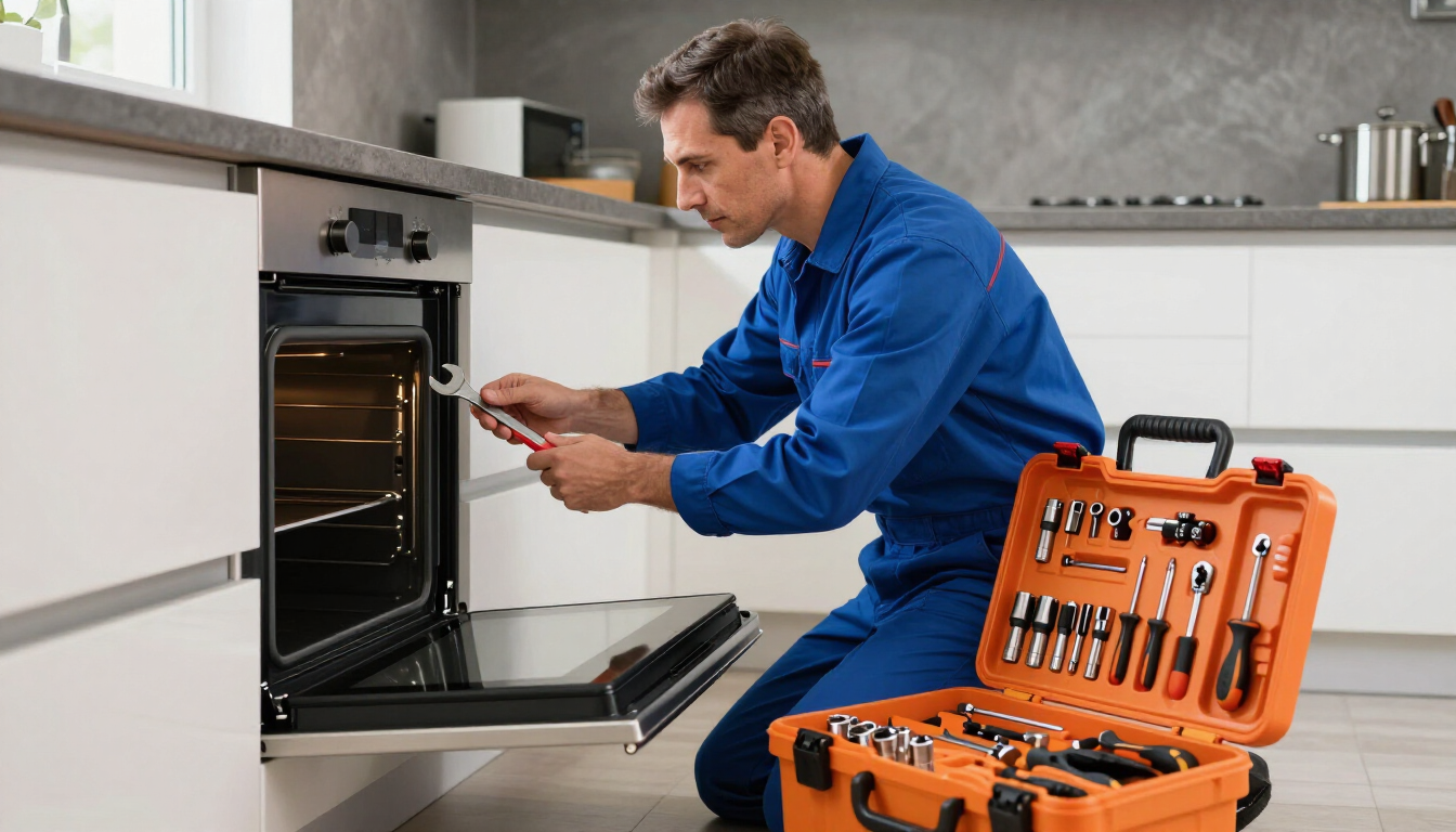 Técnico realizando servicio a electrodoméstico