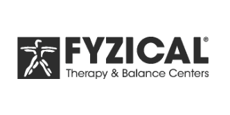 FYZICAL Therapy & Balance Centers logo in black and gray with a stylized human figure icon
