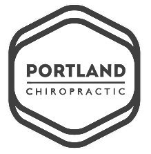 Portland Chiropractic logo in black and white with hexagonal border