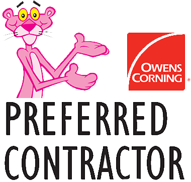 Pink panther Owens Corning  “Preferred Contractor” logo