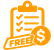 Orange checklist clipboard with checkmarks, a FREE label, and a dollar coin icon