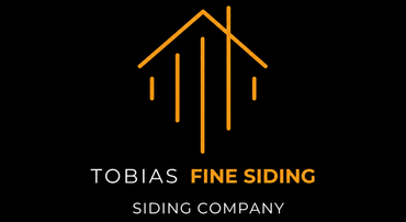 Tobias Fine Siding logo with gold roof and siding icon and gray-orange text