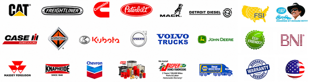 Collage of various trucking, logistics, and business company logos on a white background