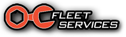 OC Fleet Services logo in orange and white on a black background