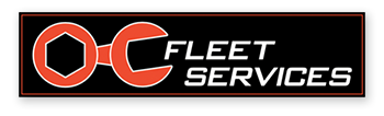 OC Fleet Services logo in orange, black, and white on a dark background