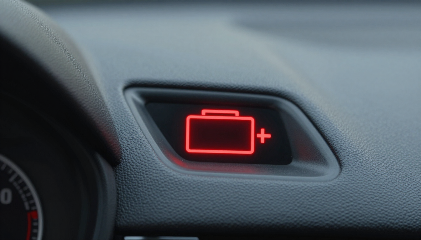 Se encendió la luz roja de advertencia de la batería del coche en el salpicadero.