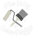 Paint roller and brush with “Five Valley Custom Painting” text on a white background