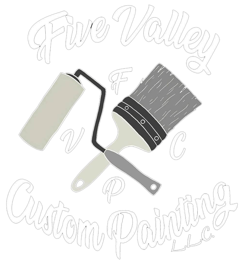 Paint roller and brush with “Five Valley Custom Painting” text on a white background