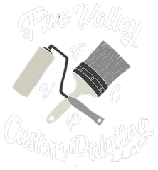 Paint roller and brush with “Five Valley Custom Painting” text on a white background