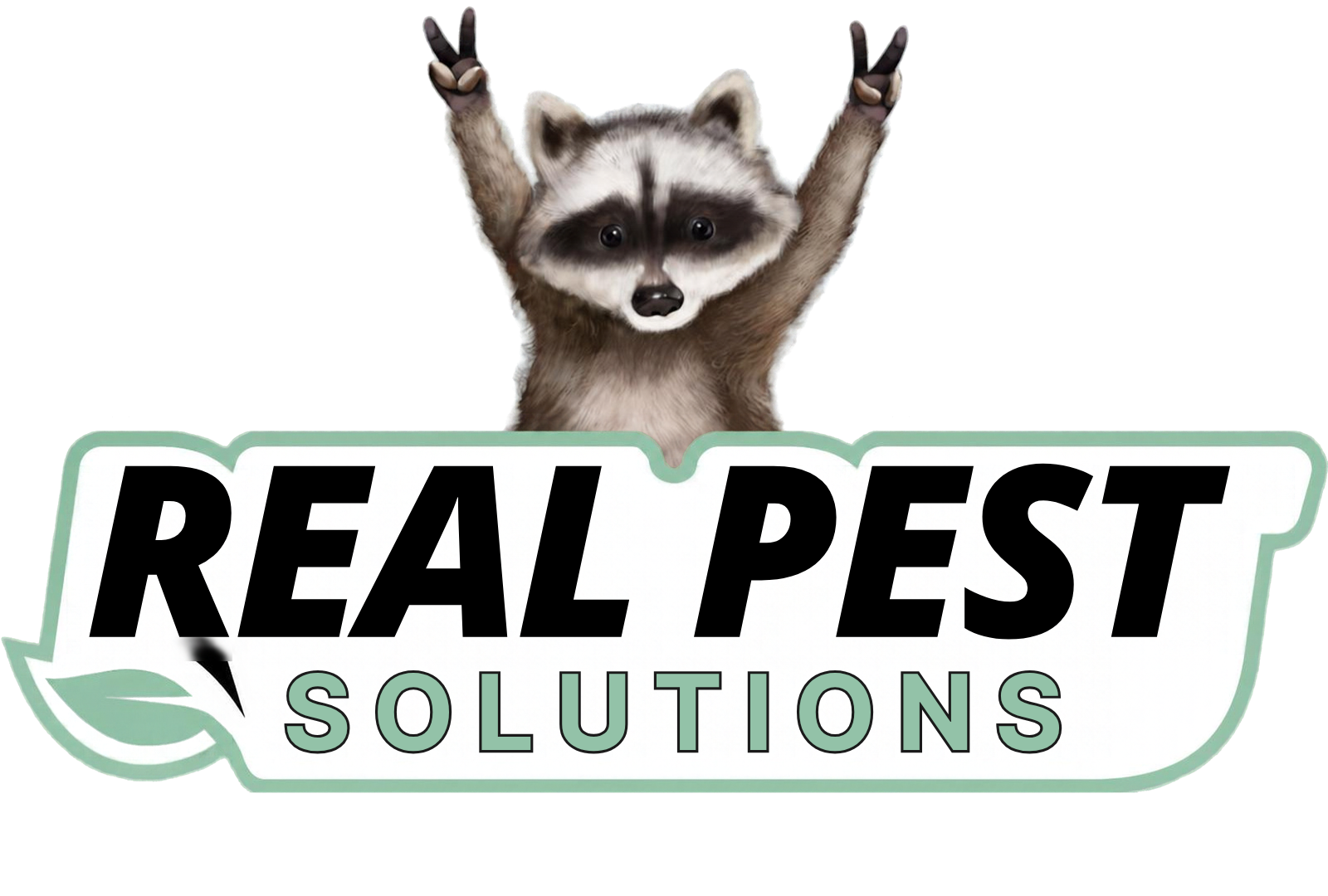 Logo for Real Pest Solutions featuring a shield icon divided between beige and green with a stylized bug in the center.