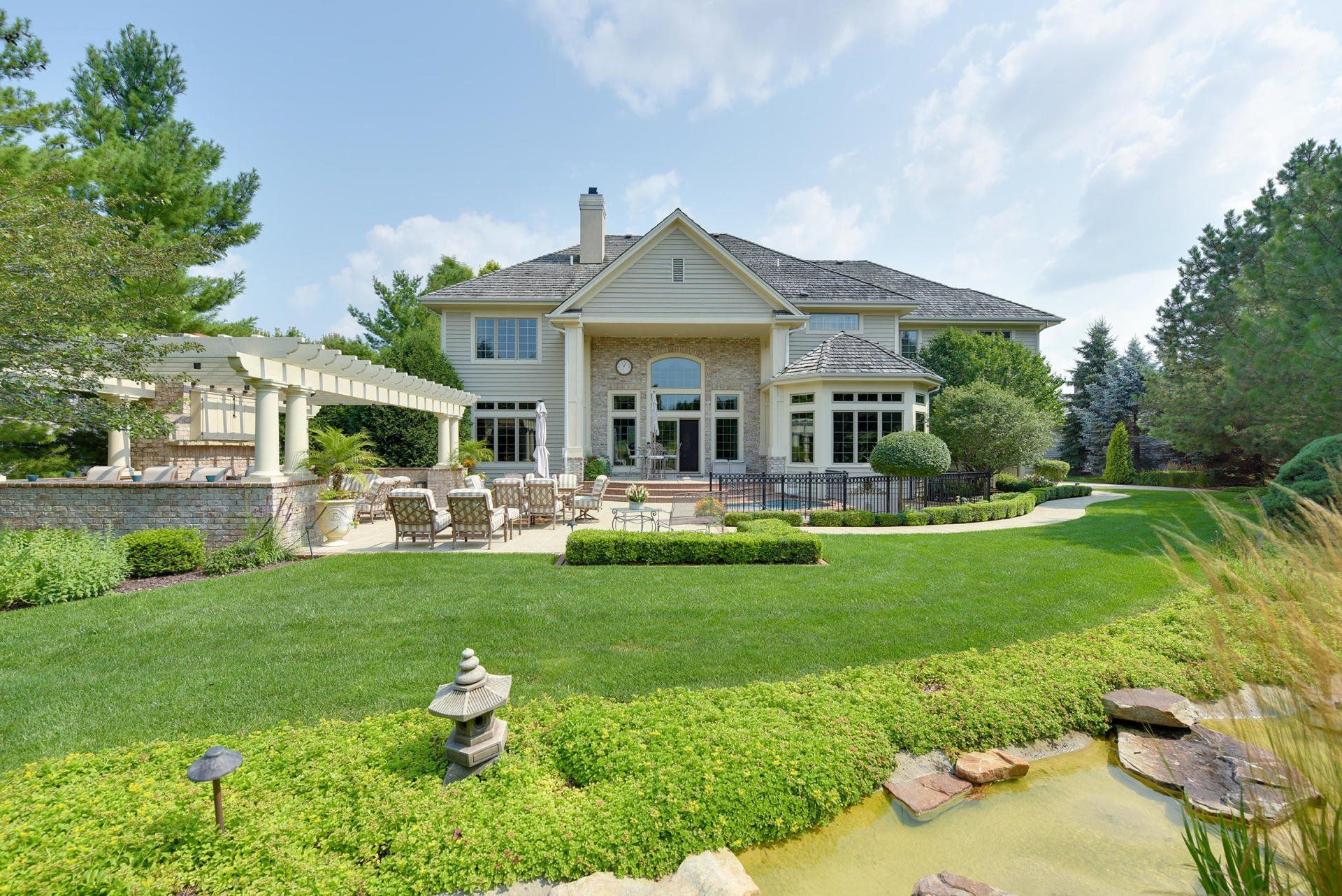 Lakefront home with landscaped gardens
