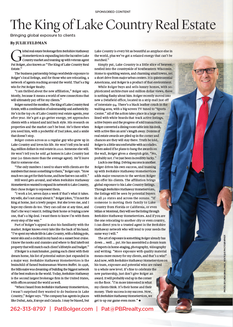 Magazine feature article on Pat Bolger, November 2021