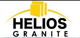 The logo for helios granite is yellow and black.