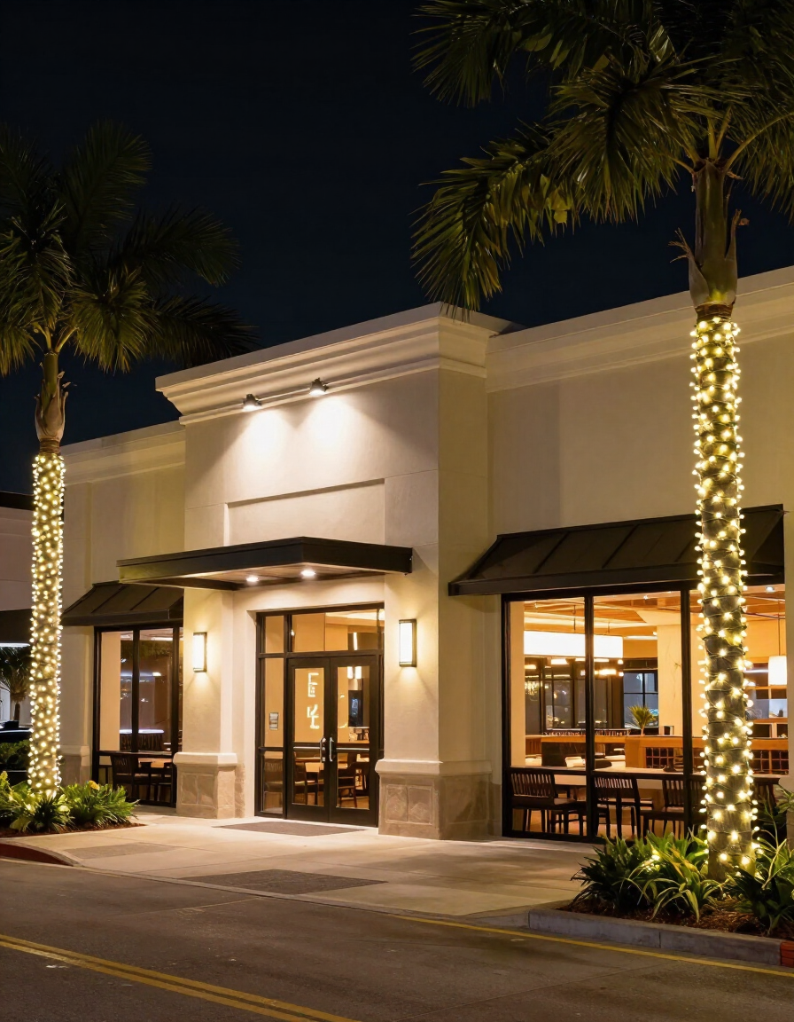 Commercial holiday lighting installation Tampa Bay