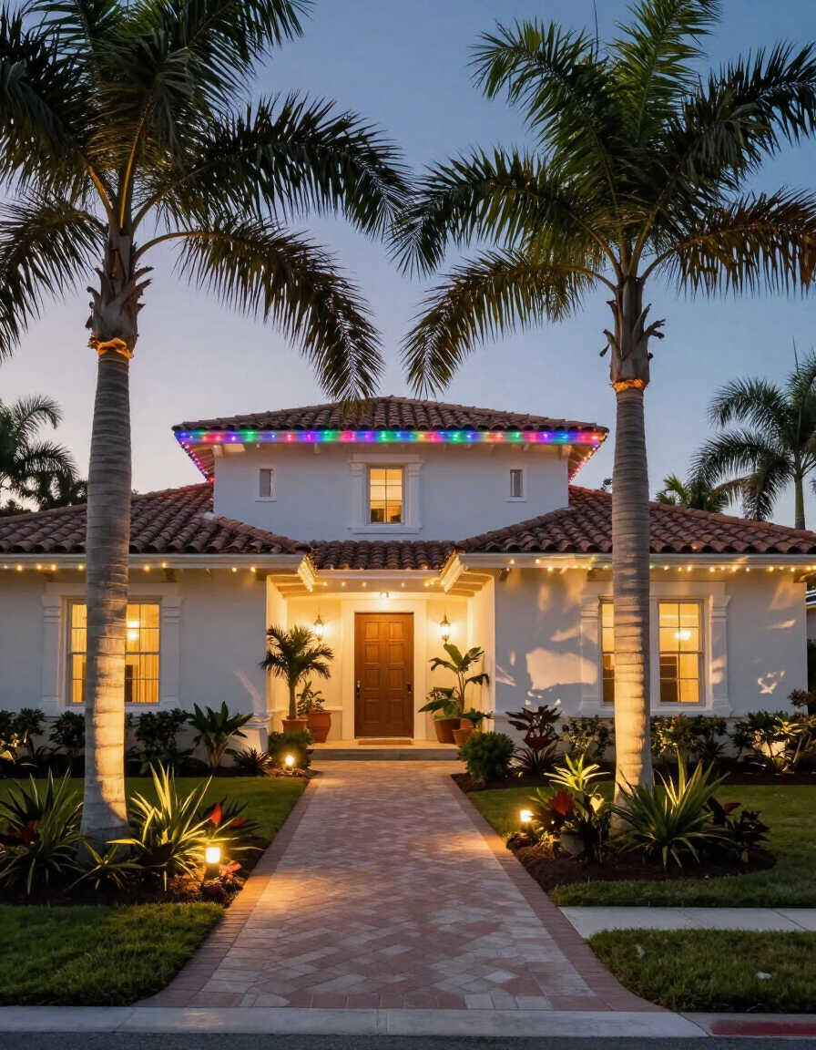 Florida residential holiday lighting installation
