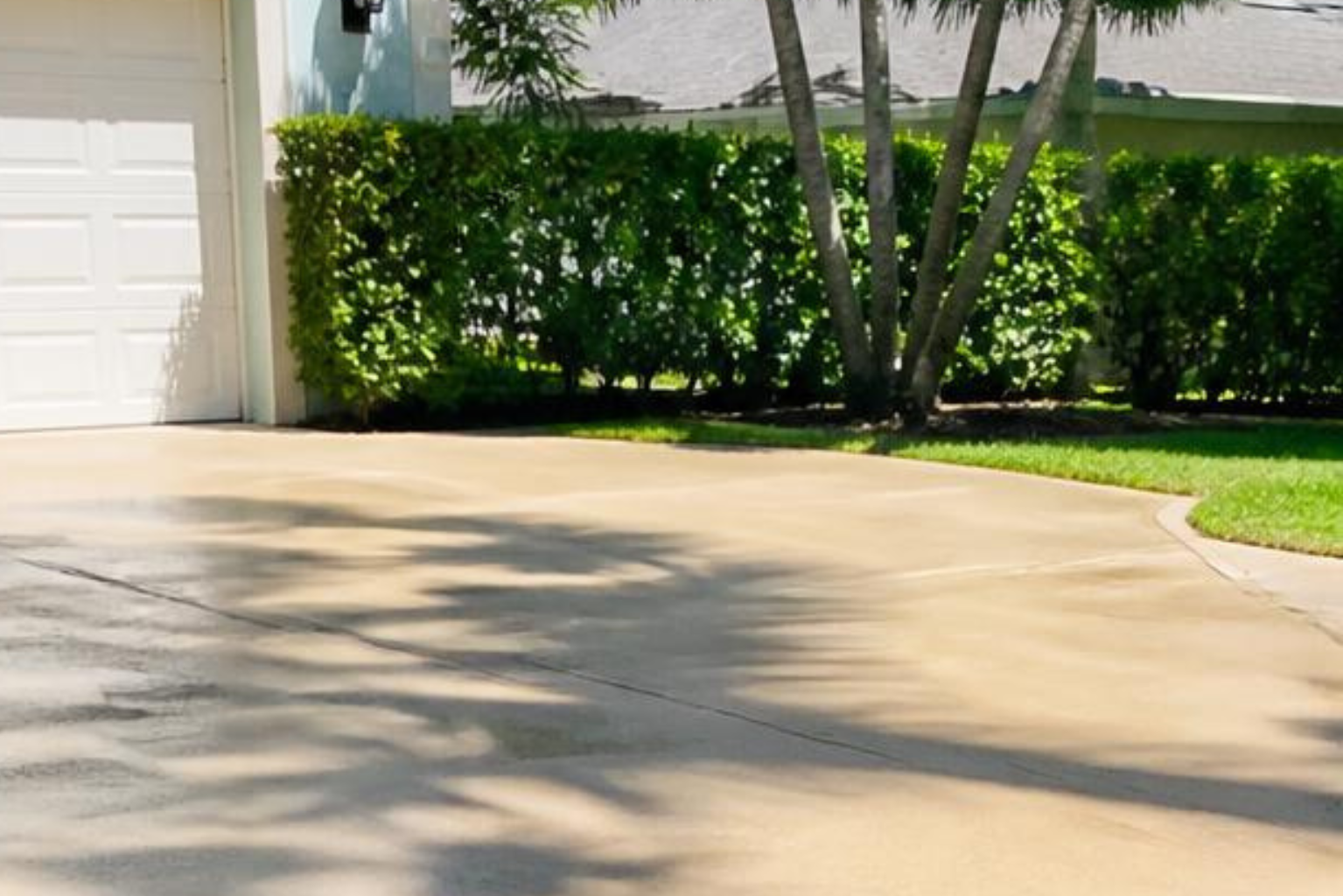 Driveway after pressure washing