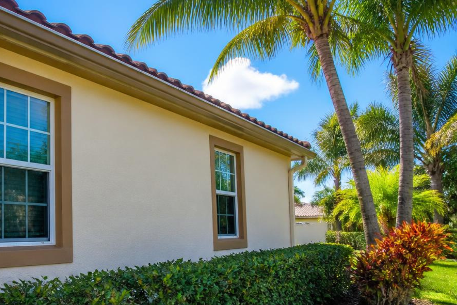 Stucco home after house washing