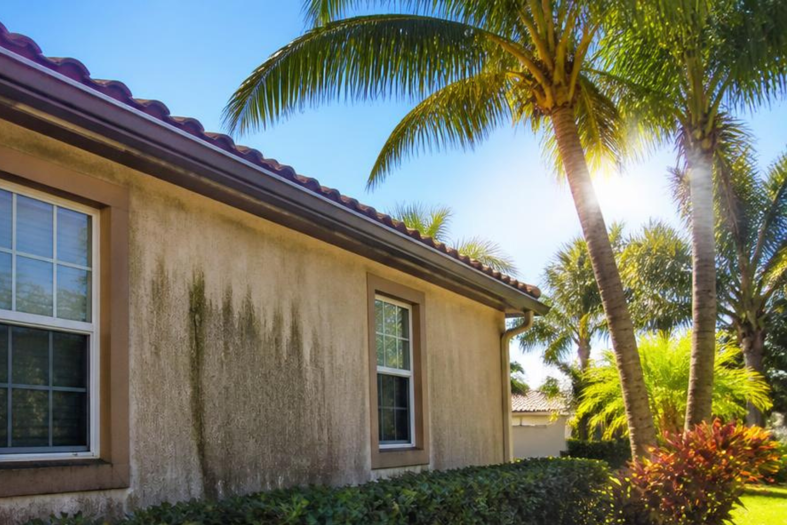 Stucco home before house washing