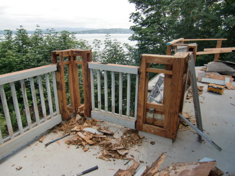 Crew rebuilds damaged deck railings during Deck Building Services in Buckeye, AZ to restore safe outdoor access at home.