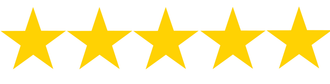 Five yellow stars in a row on a white background