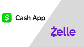 Cash App and Zelle logos on a white and gray background