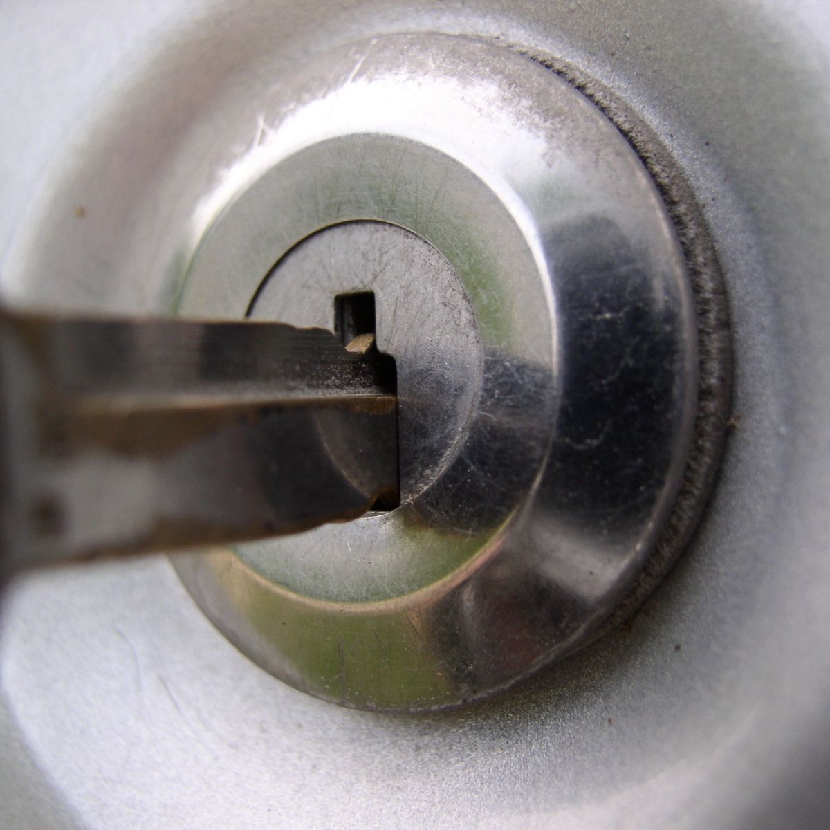 key inserted into lock close up