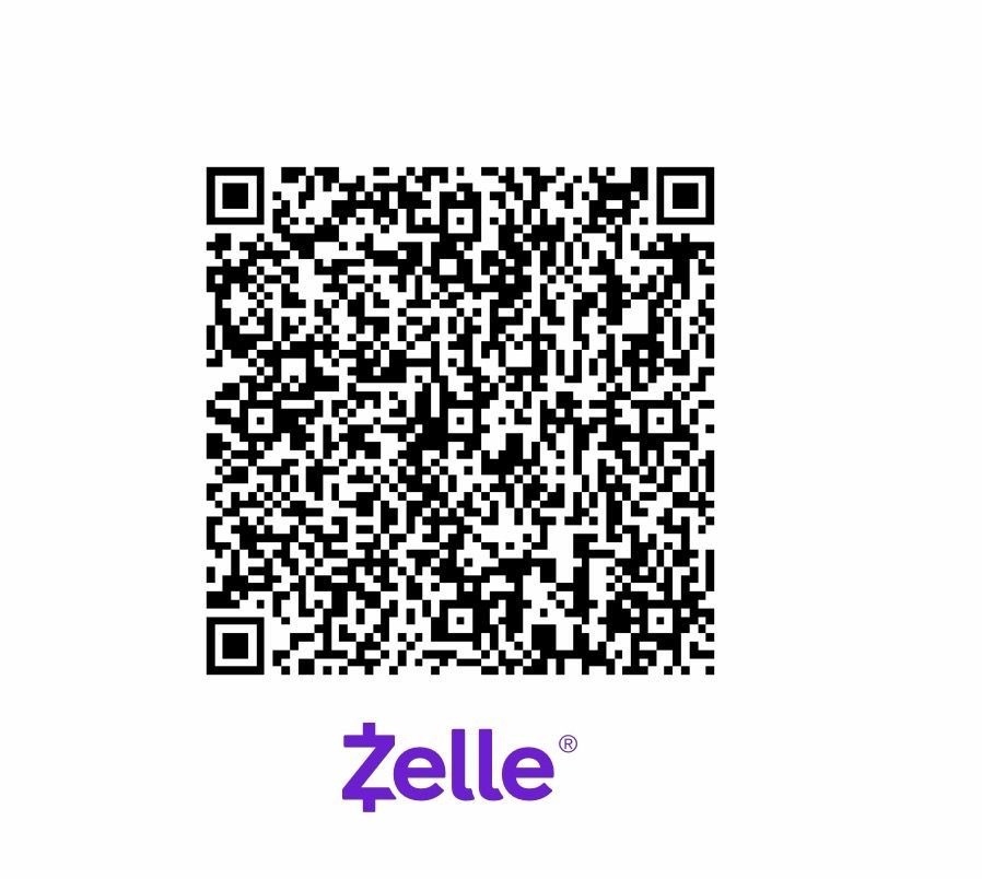 Zelle logo beneath a black-and-white QR code on a white background