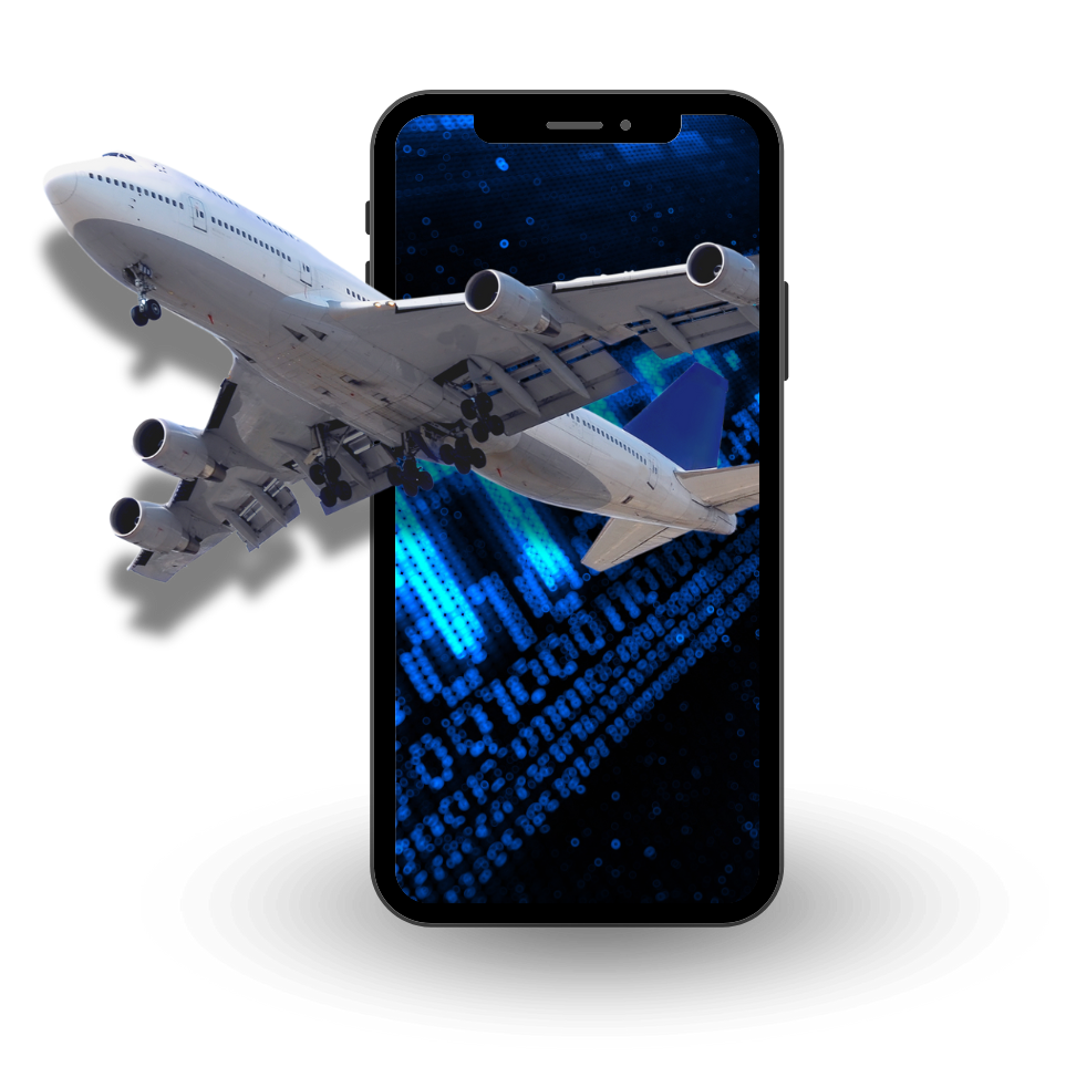 Un téléphone portable avec un avion sur l'écran