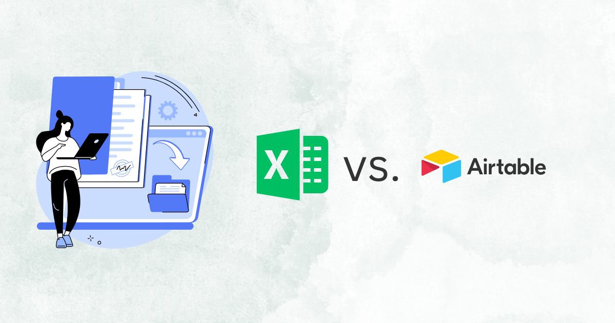 An image showing an excel logo vs an airtable logo.
