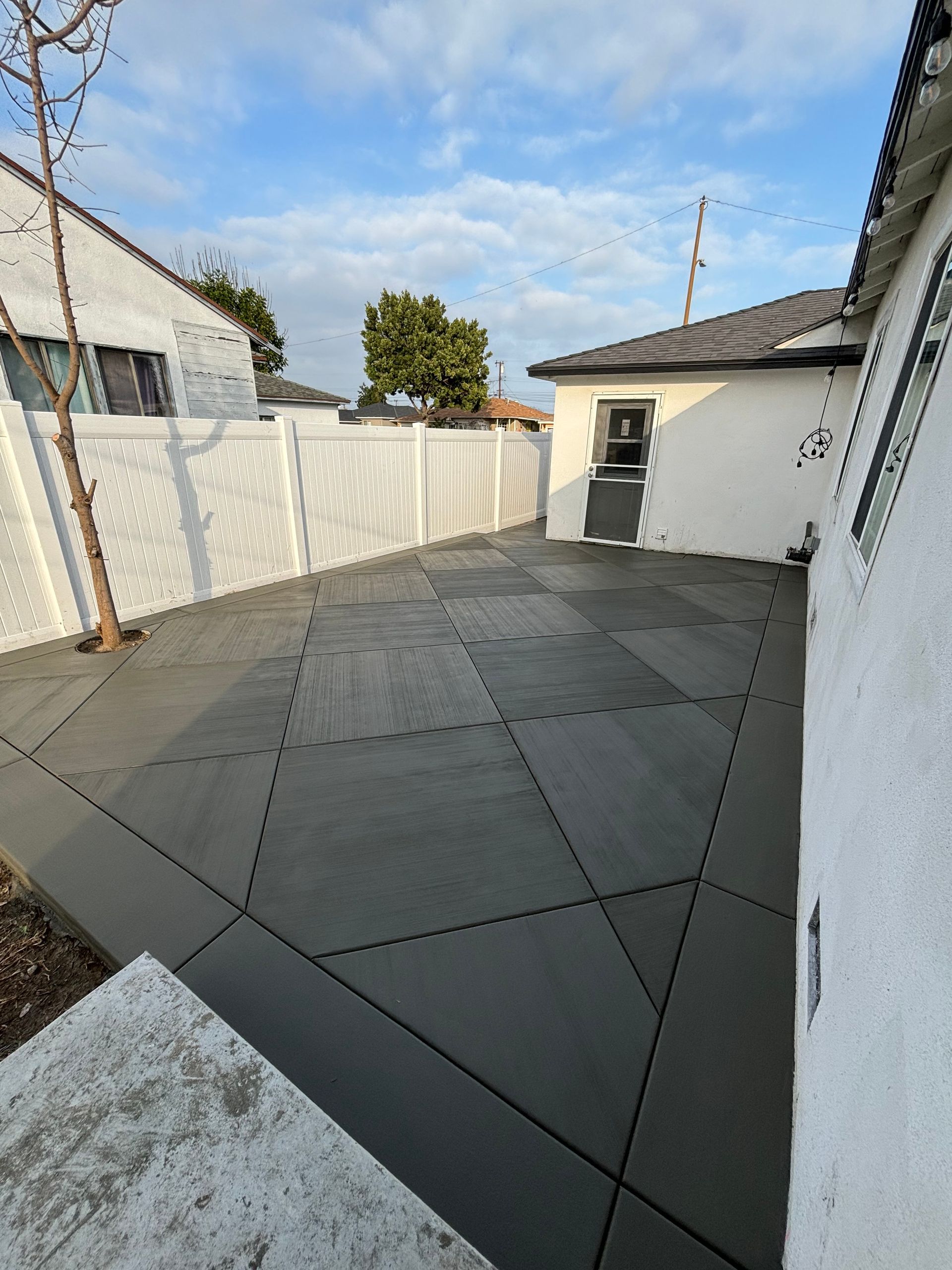 New concrete patio for outdoor living space in Southern California