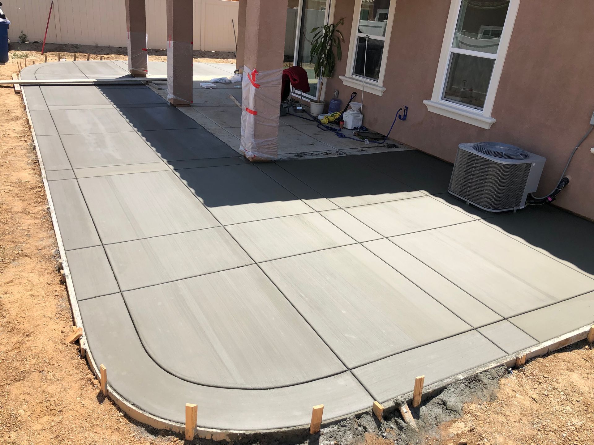 Broom finish concrete slab with borders in Grand Terrace California