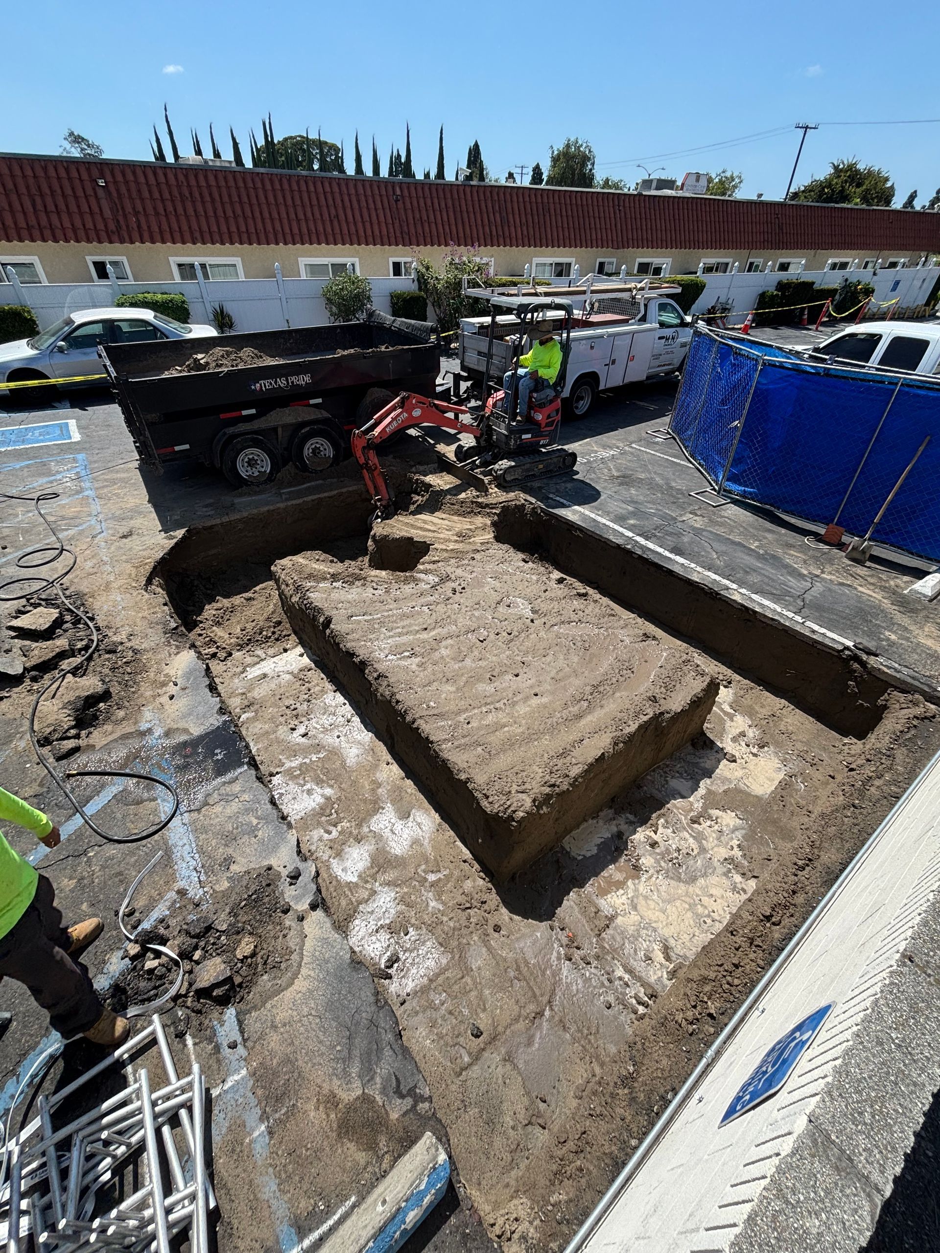 Excavation of foundation for generator enclosure block wall in Anaheim California.