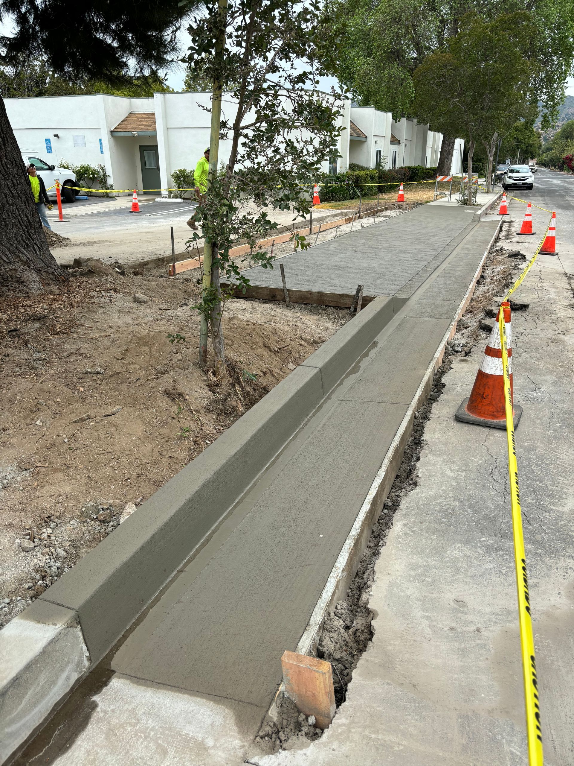 Commercial concrete contractor completing parking lot improvements in orange country