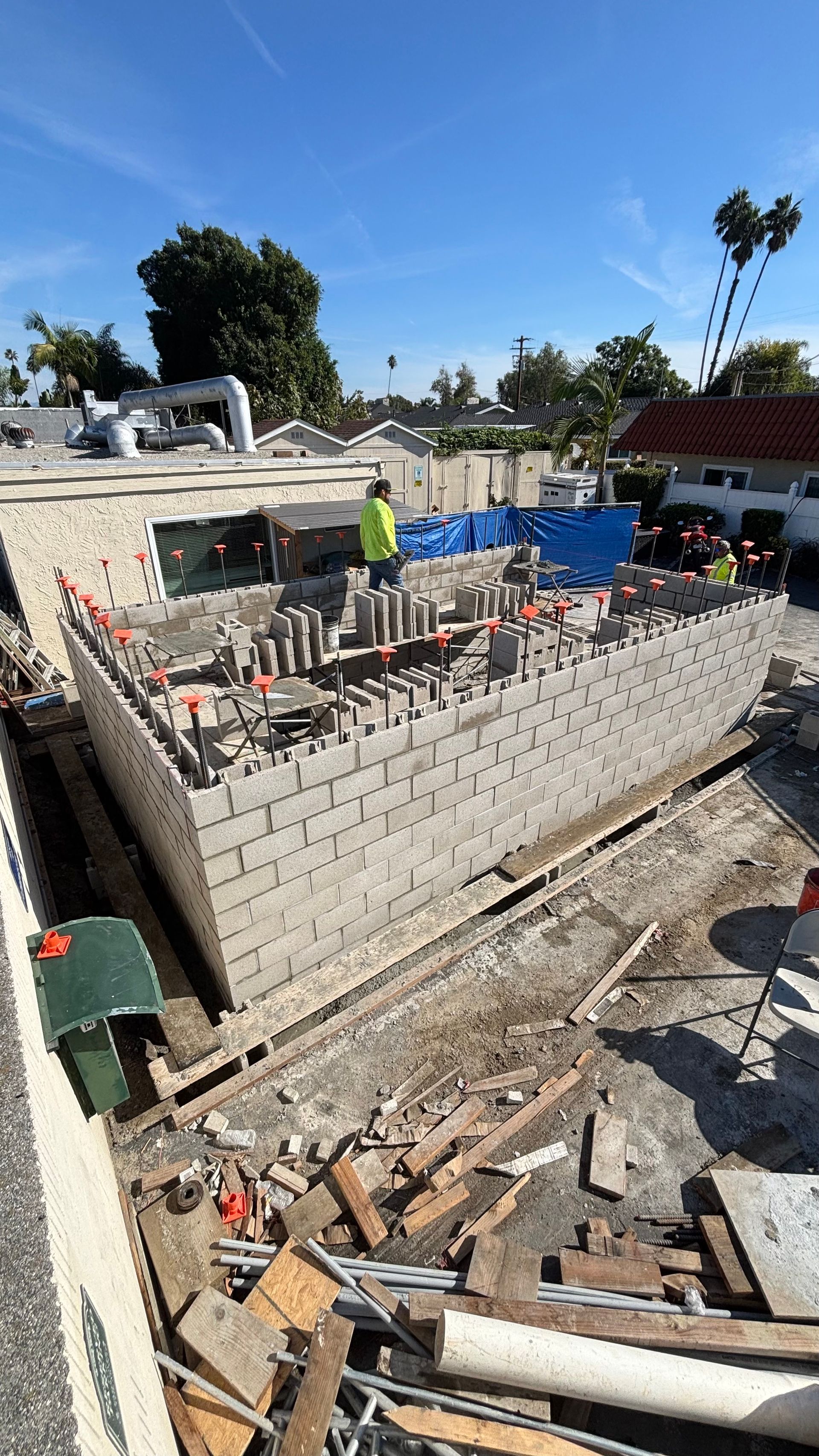 Masonry contractor building block wall for Healthcare in the inland empire