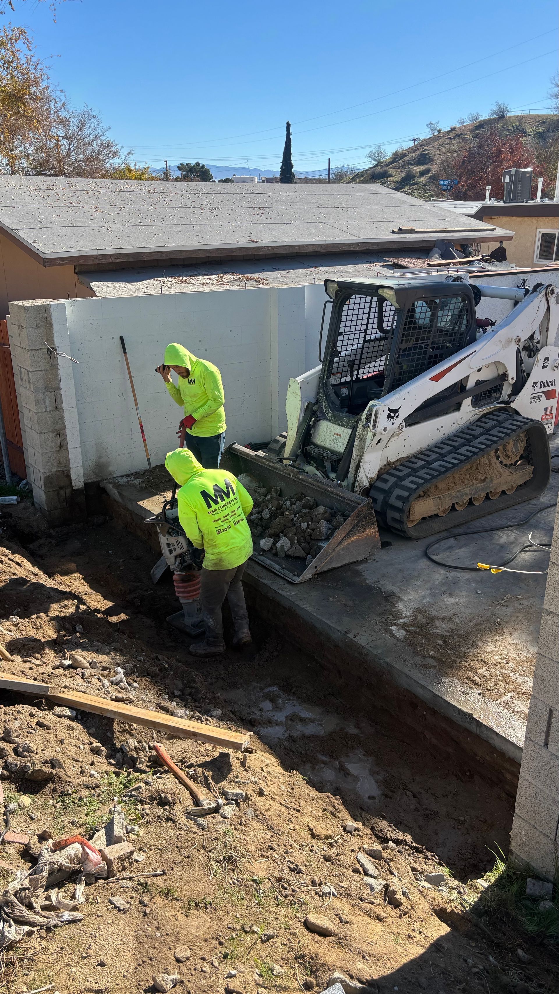 Block wall and concrete columns built in Rancho Cucamonga California