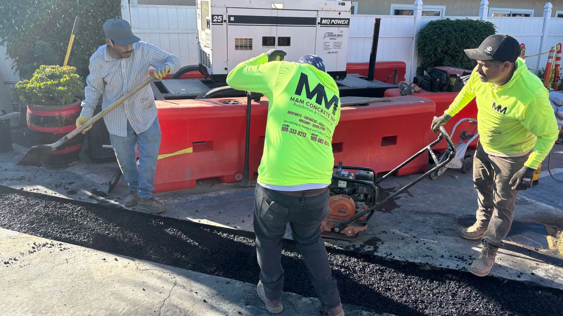Asphalt parking lot demolished and replaced with concrete in the Inland Empire