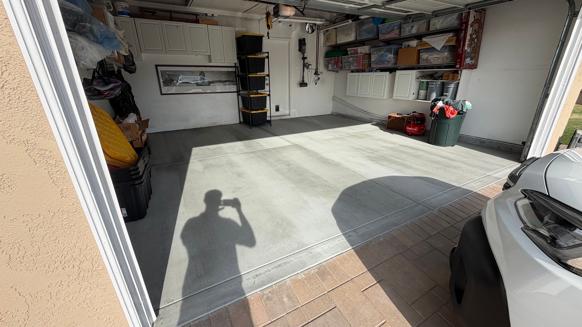 Garage concrete slab demolition and repour with broom finish in Pomona California