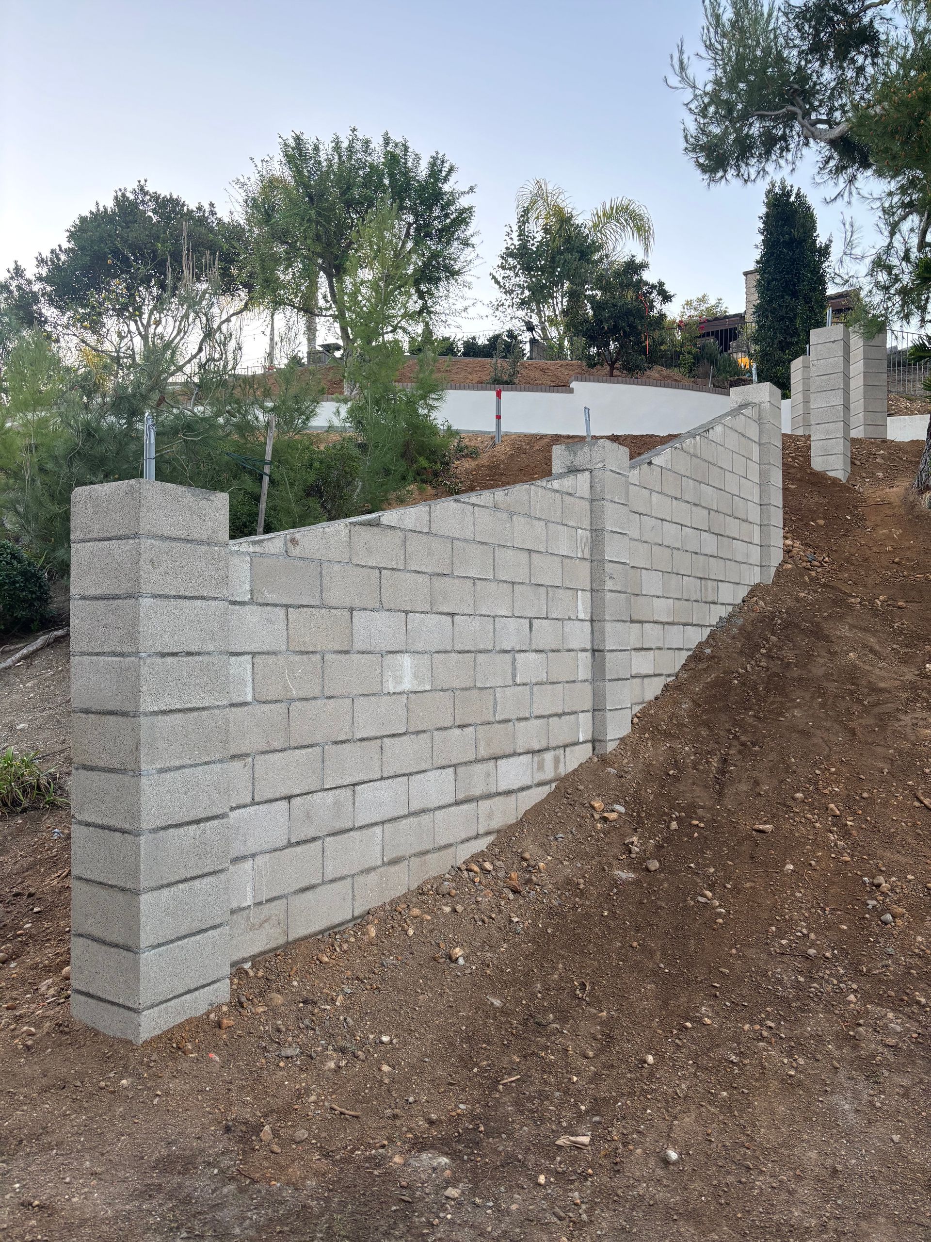 Block wall and columns built in Rancho Cucamonga California